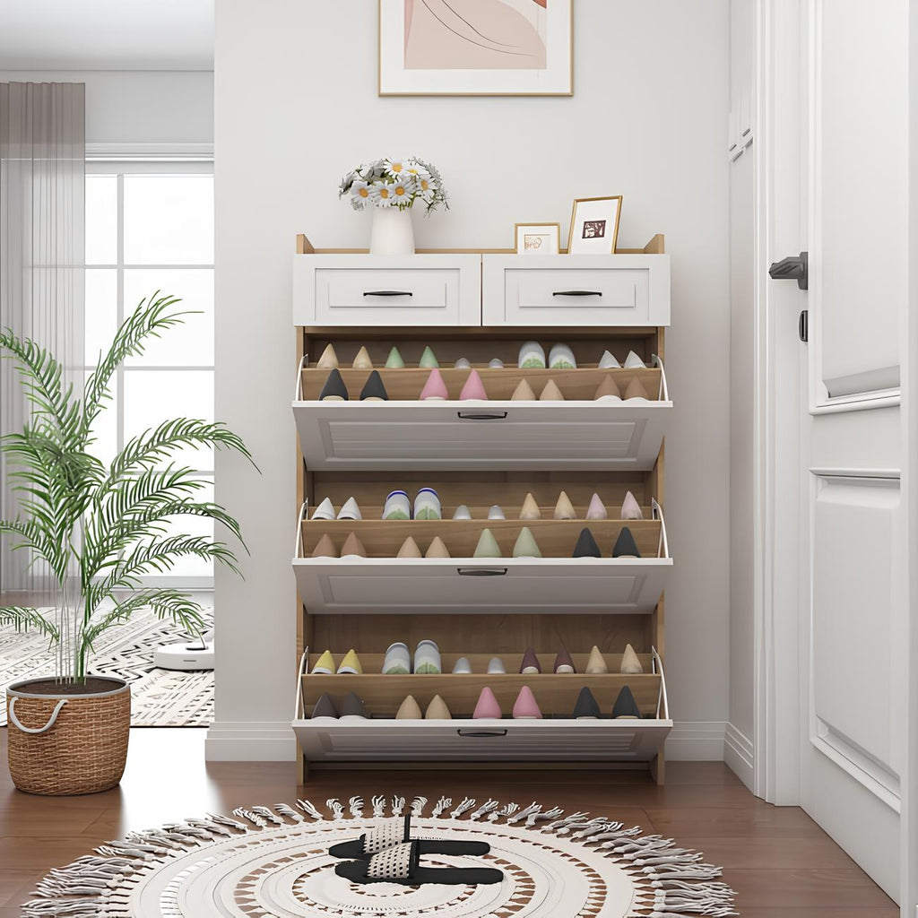 🎁 Meilleure Vente ! Armoire à Chaussures 3 Portes + 2 Tiroirs + Sac à Dos Offert