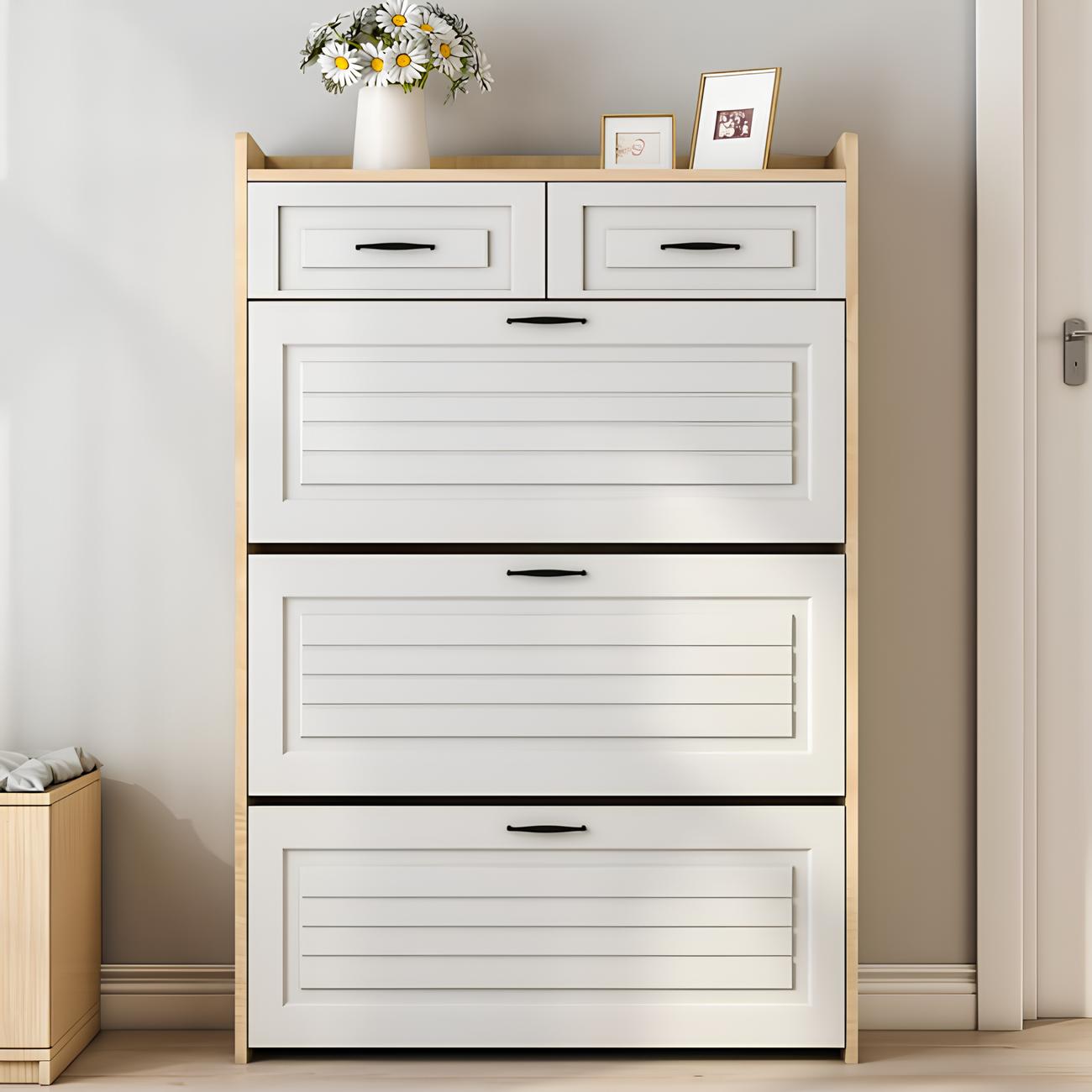 🎁 Meilleure Vente ! Armoire à Chaussures 3 Portes + 2 Tiroirs + Sac à Dos Offert