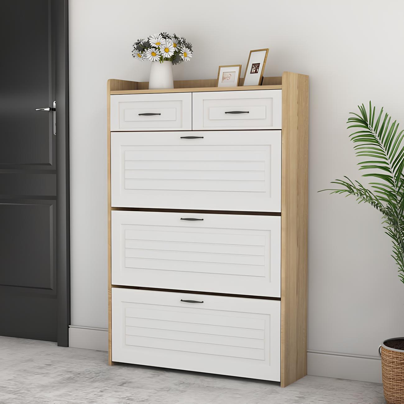 🎁 Meilleure Vente ! Armoire à Chaussures 3 Portes + 2 Tiroirs + Sac à Dos Offert