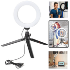 Lampe circulaire à LED de 16 cm avec trépied
