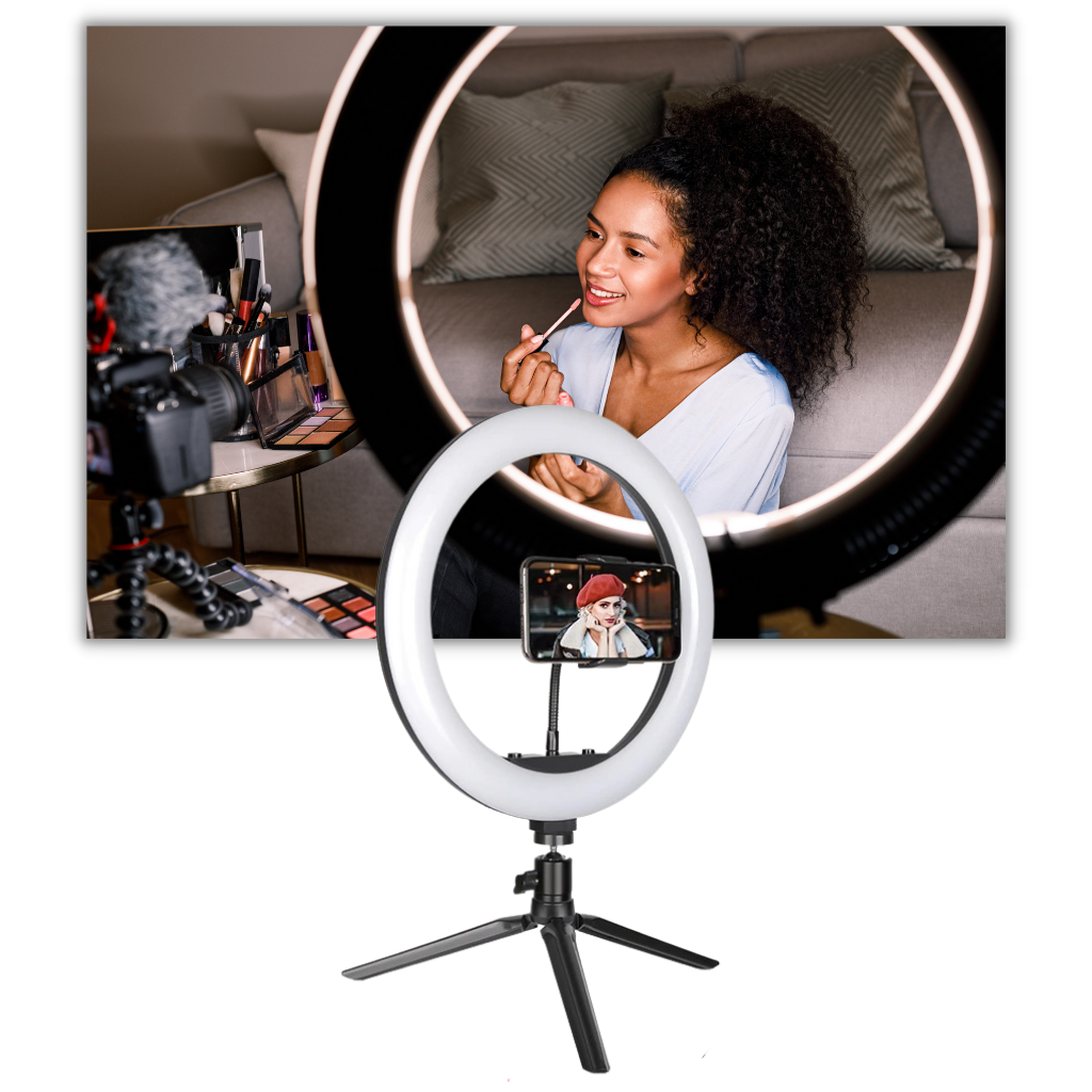 Lampe circulaire à LED de 16 cm avec trépied
