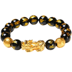 Bracelet en obsidienne noir et doré