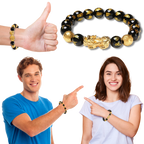 Bracelet en obsidienne noir et doré