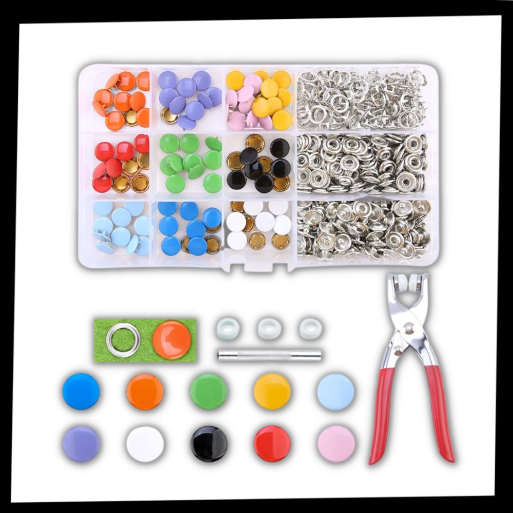 Pack de boutons de pression avec pince