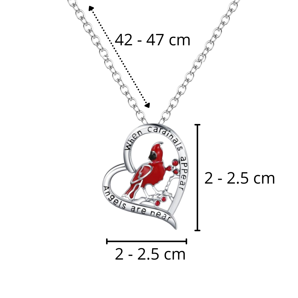 Collier à pendentif de cardinal en forme de cœur