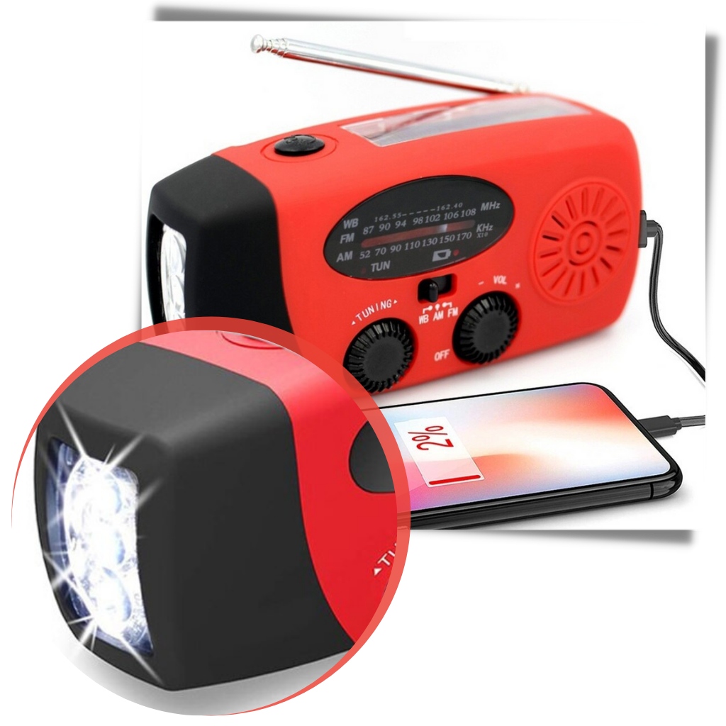 Radio d'urgence multifonctionnelle à dynamo