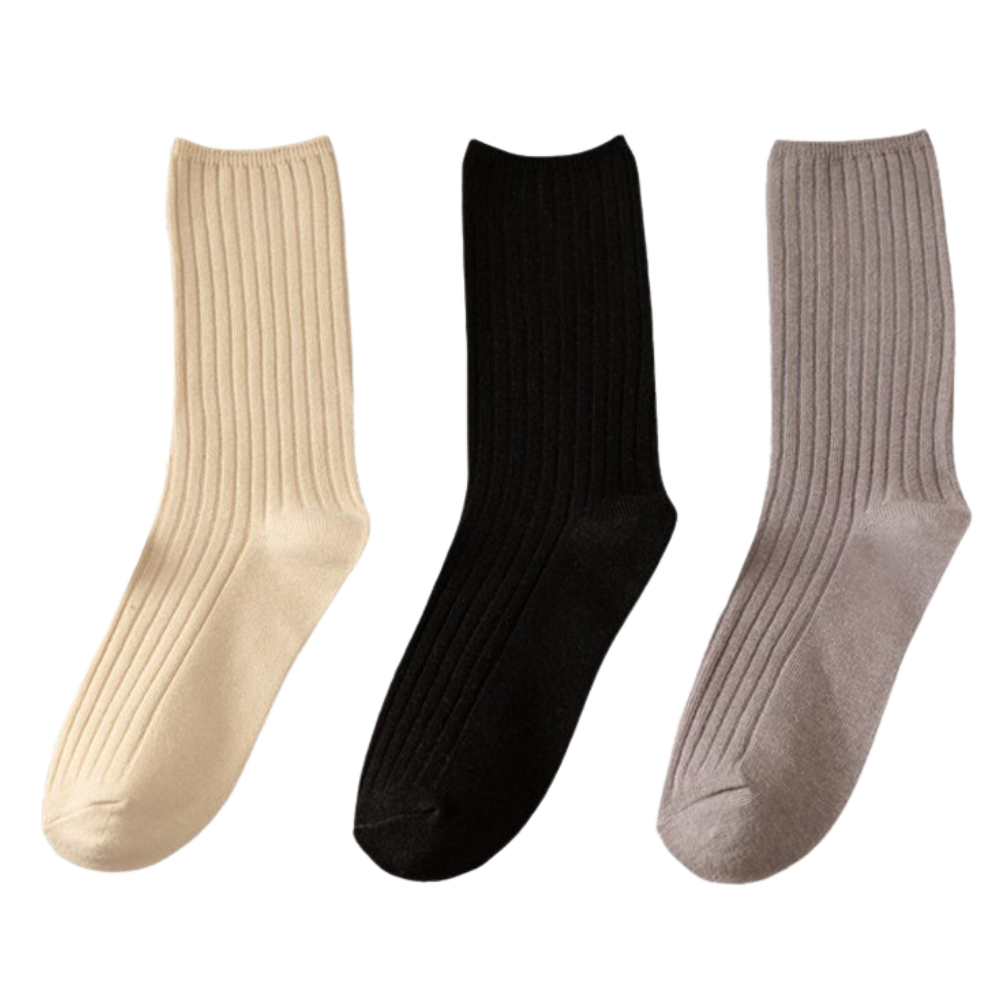 3 Paires de chaussettes côtelées en coton pour femmes