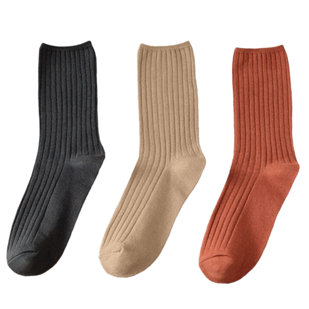 3 Paires de chaussettes côtelées en coton pour femmes