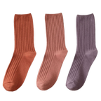 3 Paires de chaussettes côtelées en coton pour femmes