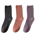 3 Paires de chaussettes côtelées en coton pour femmes