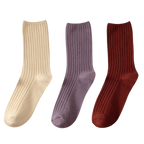 3 Paires de chaussettes côtelées en coton pour femmes