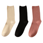 3 Paires de chaussettes côtelées en coton pour femmes