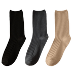 3 Paires de chaussettes côtelées en coton pour femmes