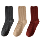 3 Paires de chaussettes côtelées en coton pour femmes