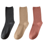 3 Paires de chaussettes côtelées en coton pour femmes