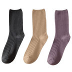 3 Paires de chaussettes côtelées en coton pour femmes