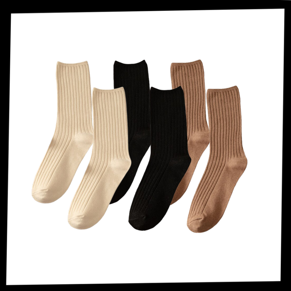 3 Paires de chaussettes côtelées en coton pour femmes