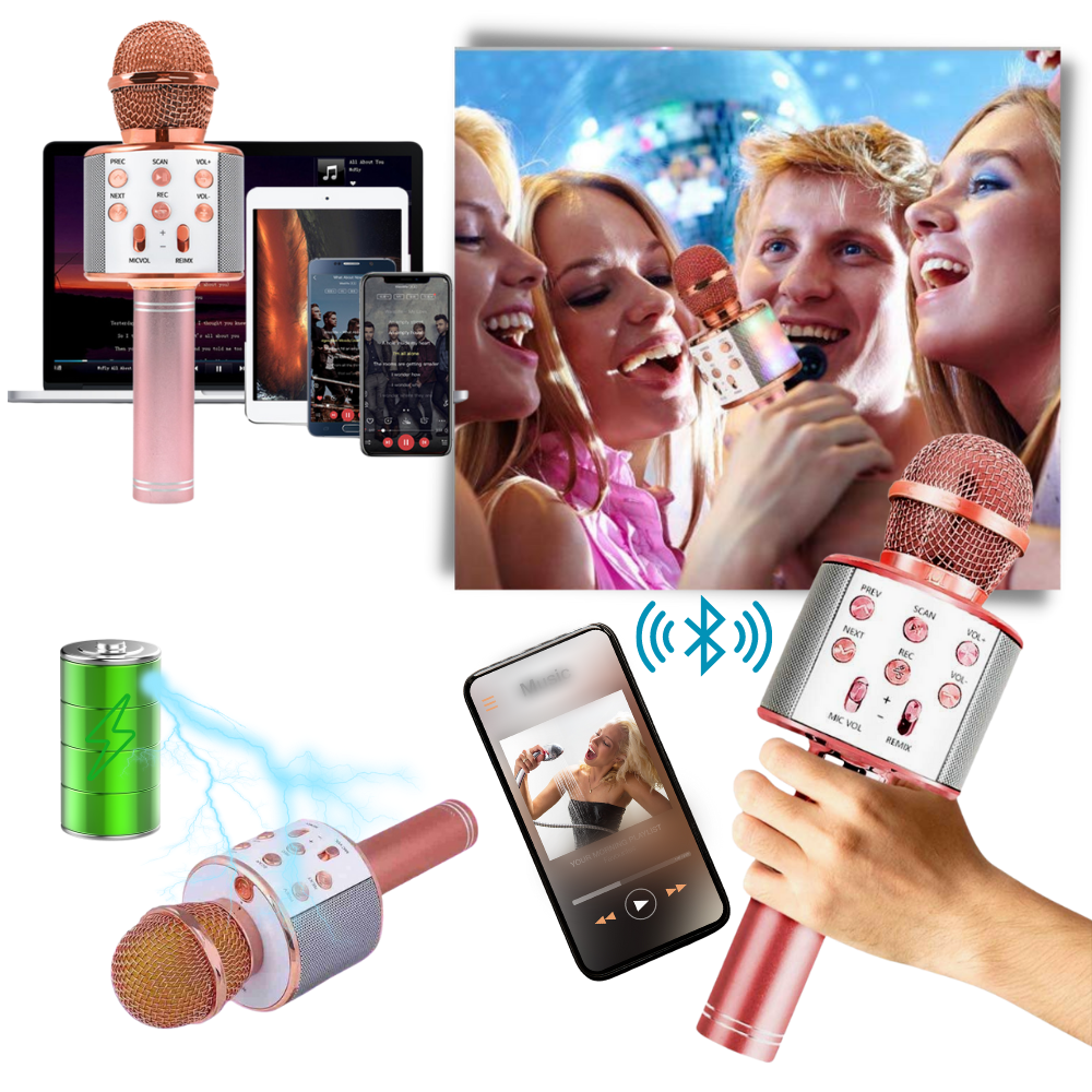 Microphone karaoké Bluetooth sans fil