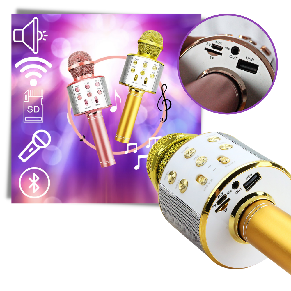 Microphone karaoké Bluetooth sans fil