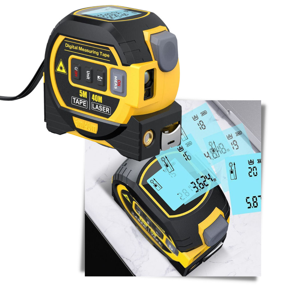 Mètre à ruban laser 3-en-1