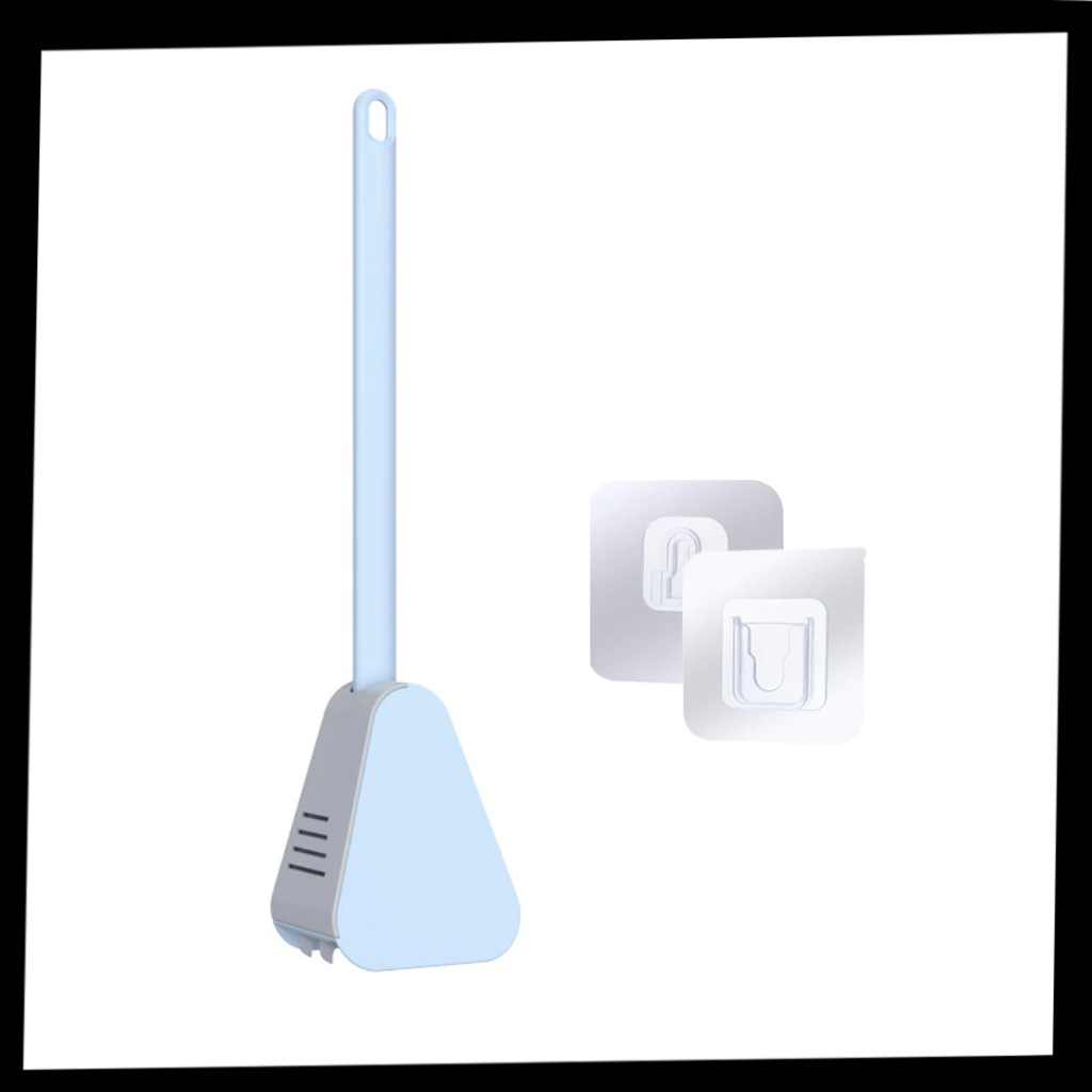 Brosse de toilette à manche long avec base murale