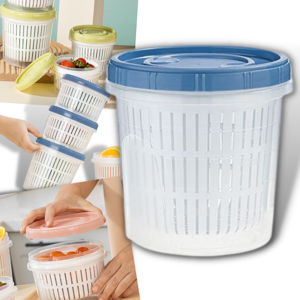 Récipient alimentaire empilable avec égouttoir