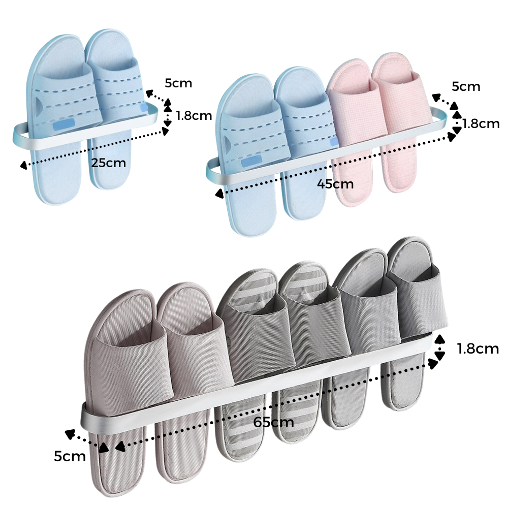 Support mural en aluminium pour pantoufles