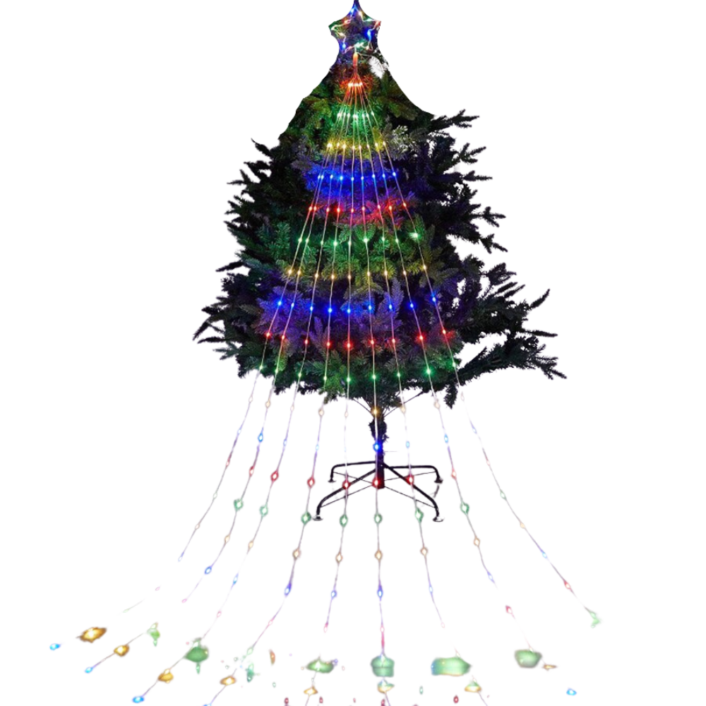 Lumières de Noël en cascade