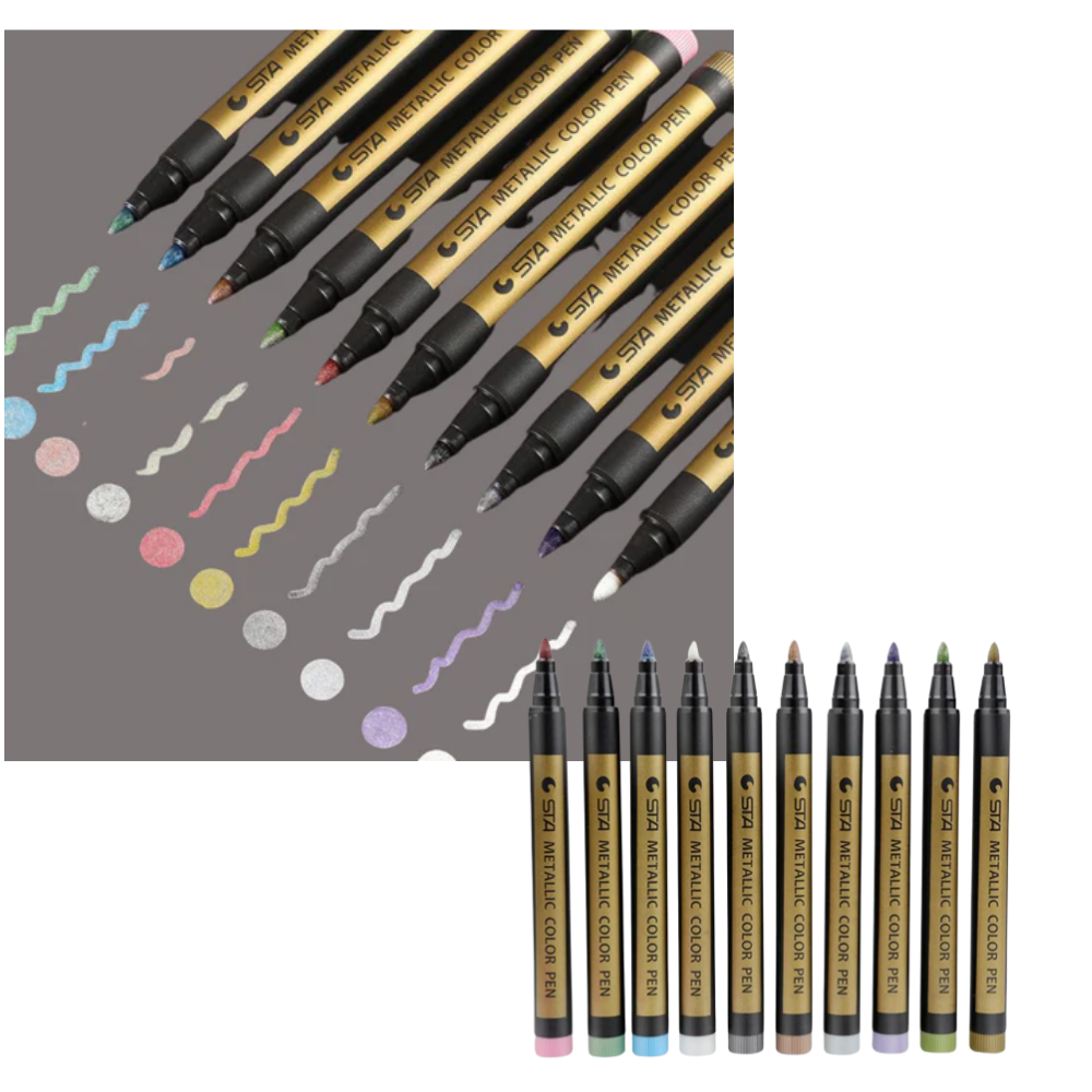 Lot de 10 marqueurs de couleurs métalliques