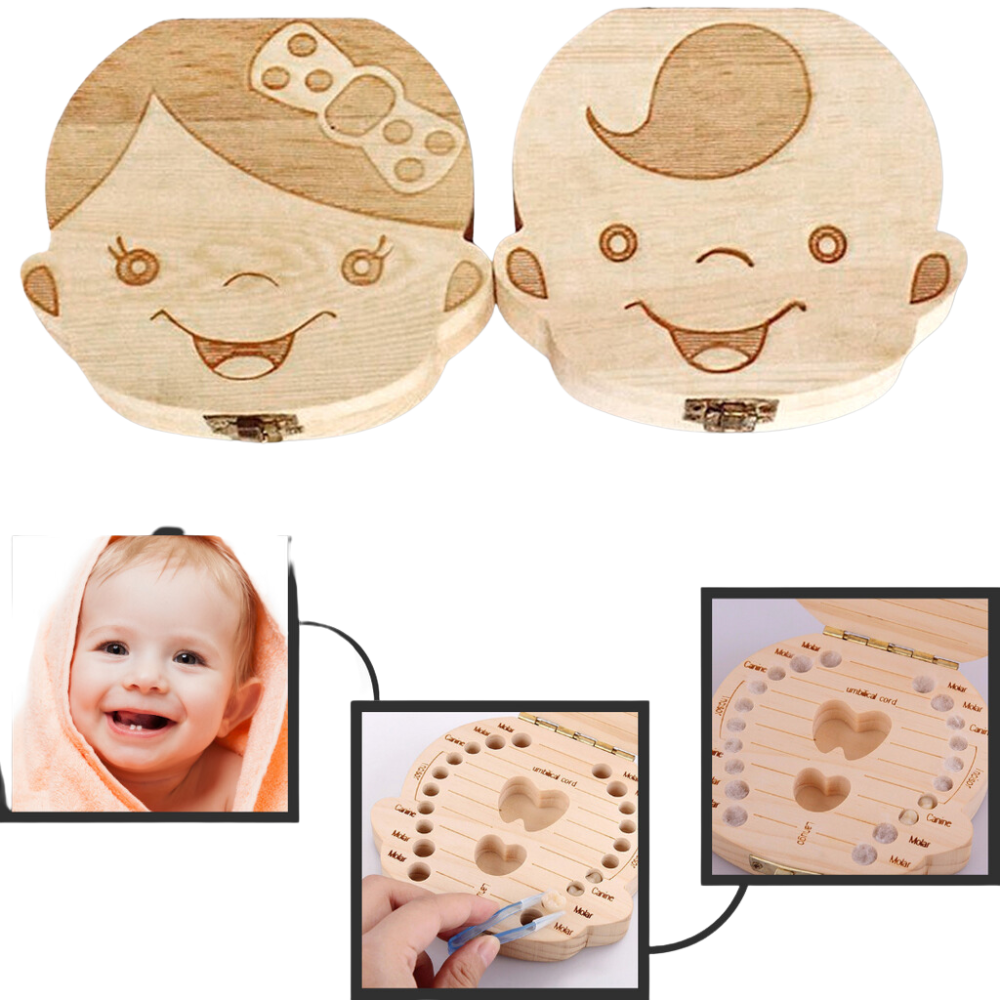 Boîte à dents de bébé en bois