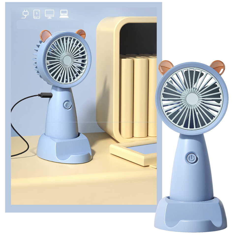 Mini ventilateur USB avec support pour téléphone
