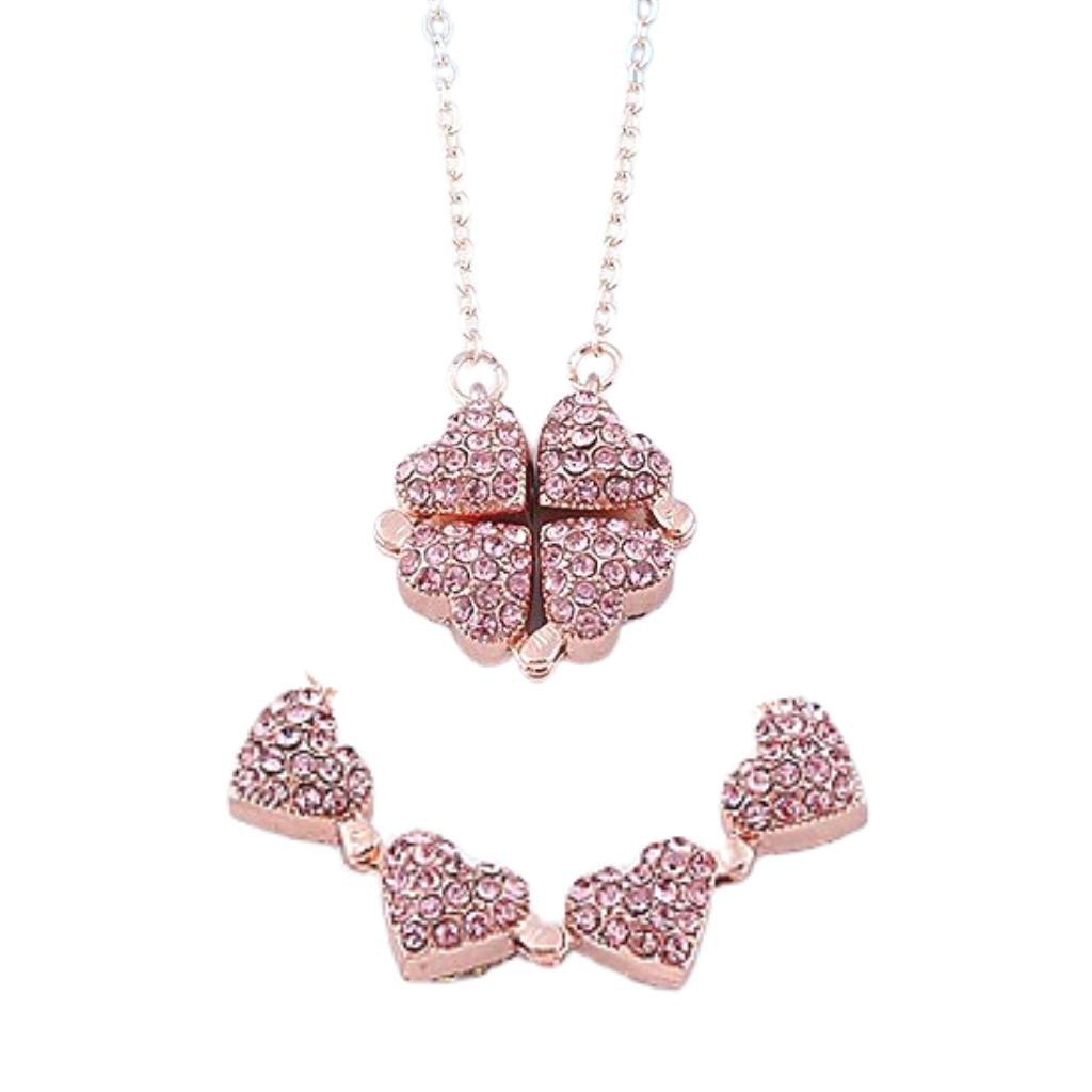 Collier trèfle à 4 feuilles en forme de cœur