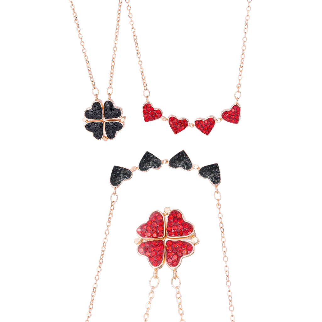 Collier trèfle à 4 feuilles en forme de cœur
