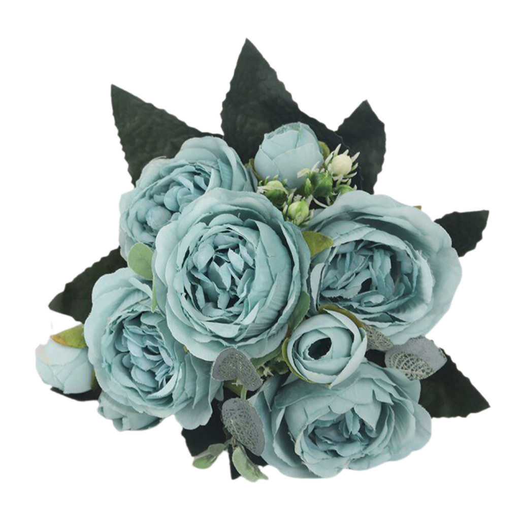 Bouquet de fleurs artificielles en soie, pivoines et roses