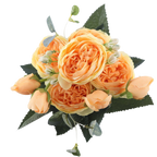 Bouquet de fleurs artificielles en soie, pivoines et roses