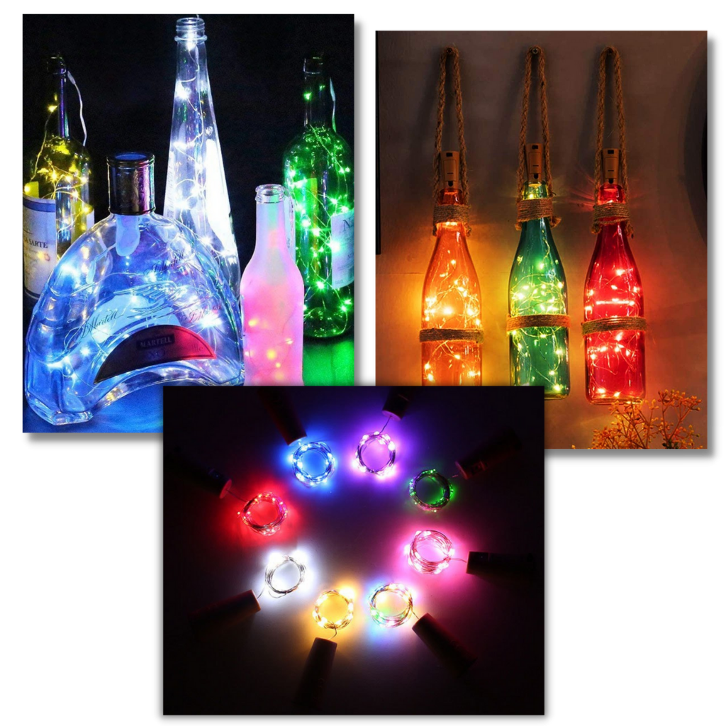 Guirlande lumineuse LED pour bouteille avec bouchon (lot de 3)