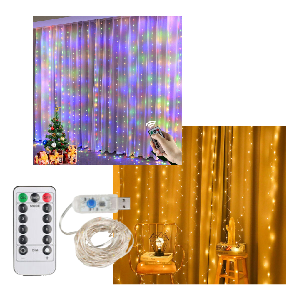 Rideau de lumières avec télécommande