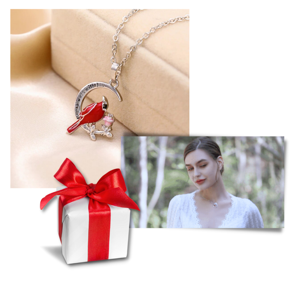 Collier à pendentif de cardinal en forme de cœur