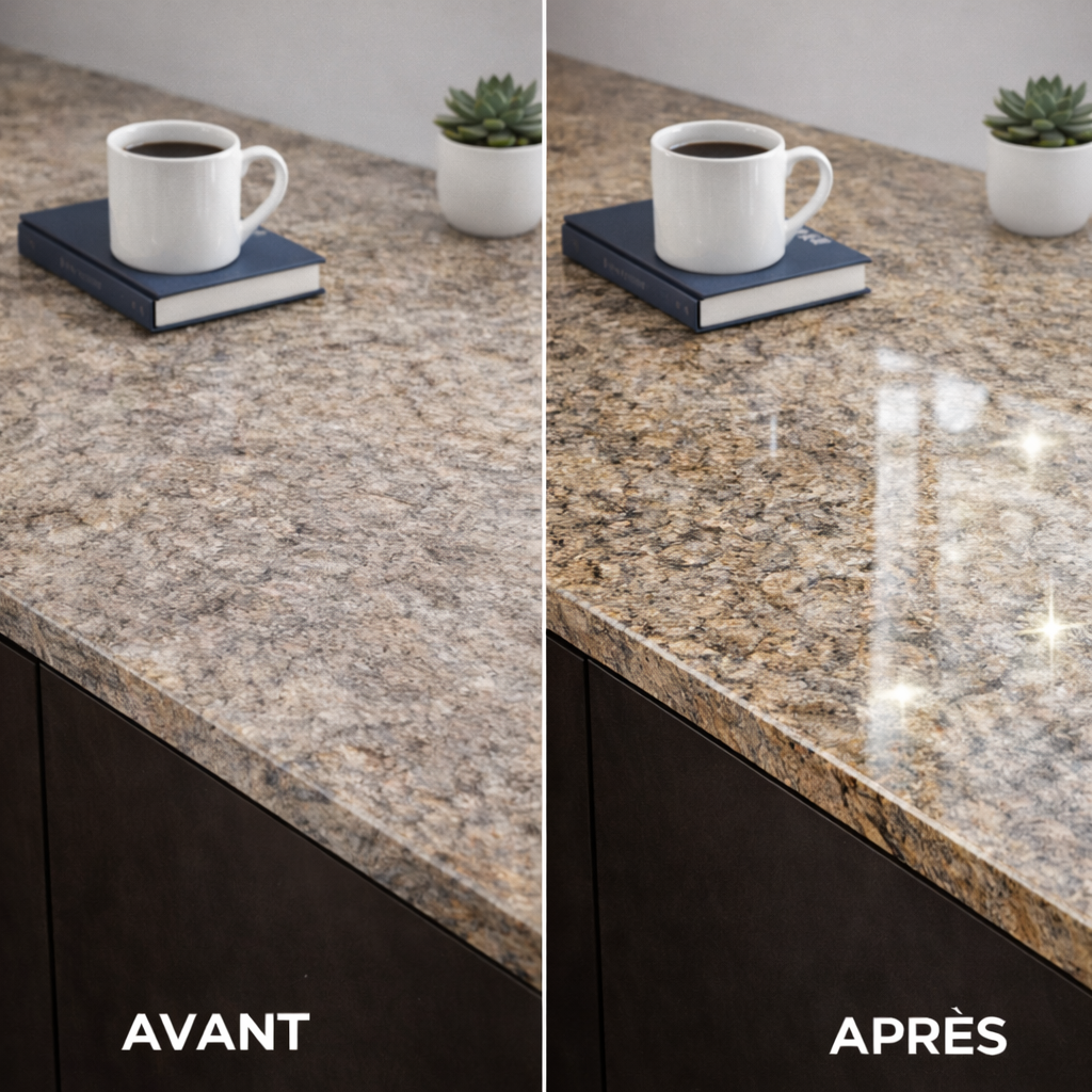 Agent Platifiant Nanocristallin 3-en-1 – Nettoie, Protège et Rénove les Surfaces en Pierre et Carrelage