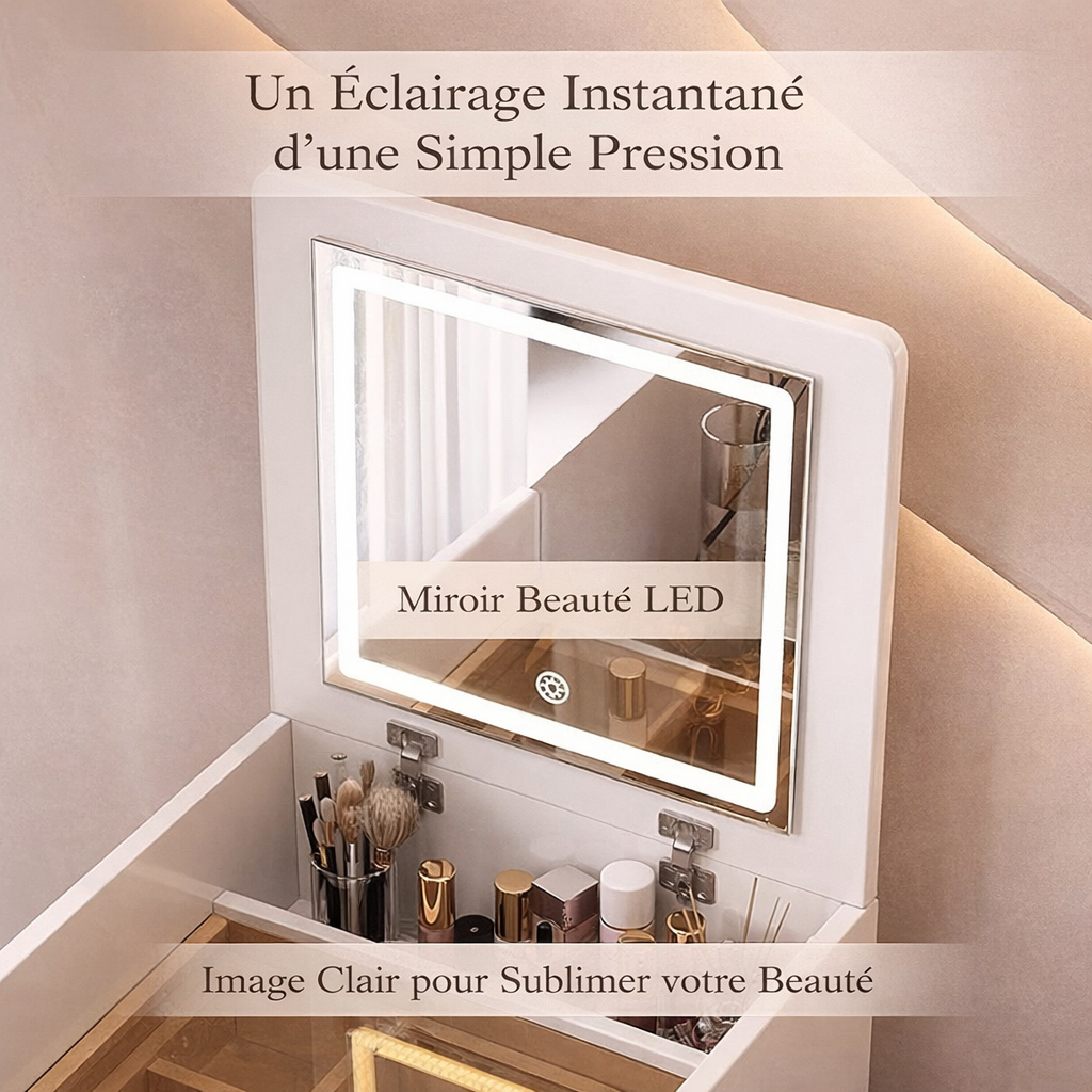 ✨ Prix Direct Usine – Coiffeuse de Luxe 2-en-1 avec Rangement Intelligent
