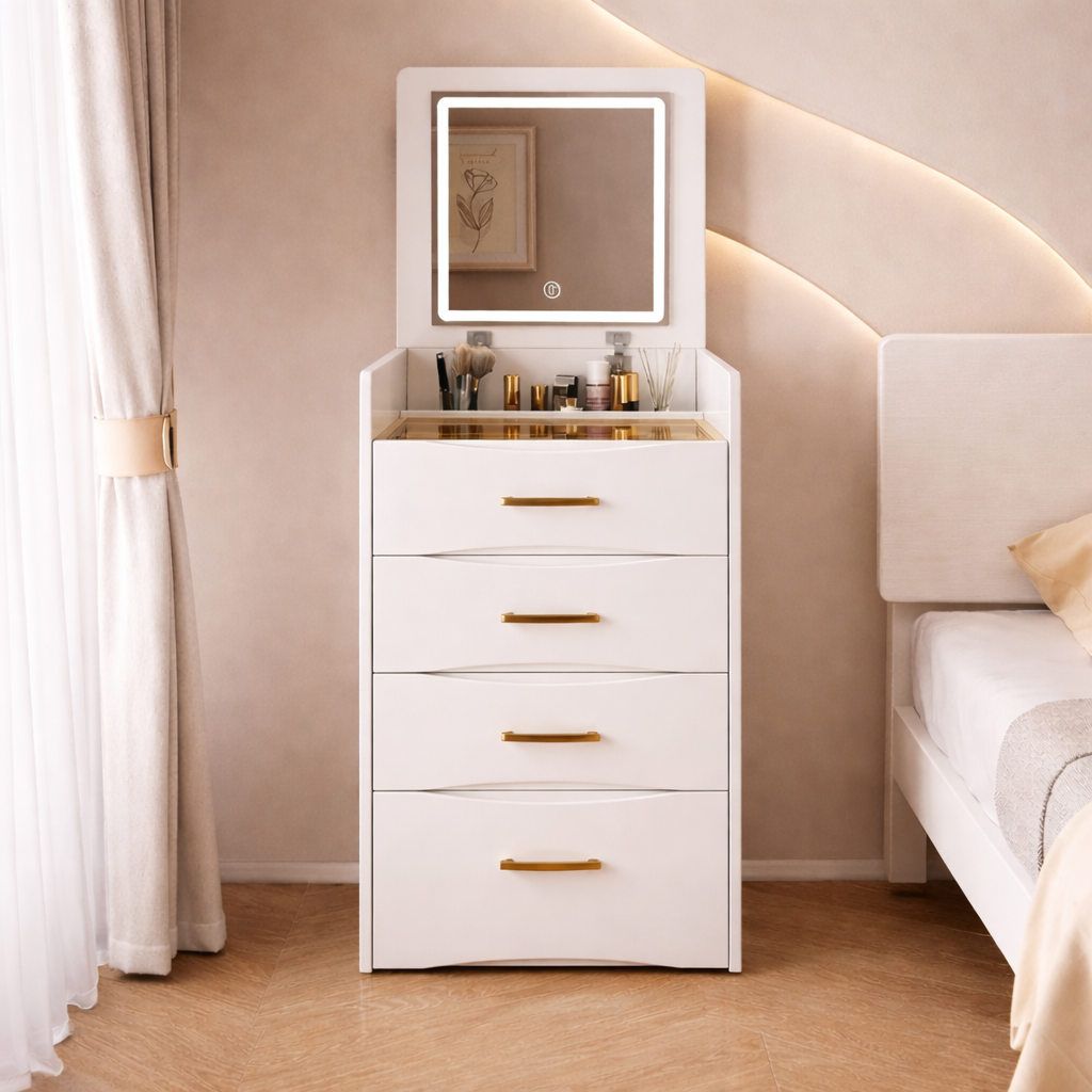 ✨ Prix Direct Usine – Coiffeuse de Luxe 2-en-1 avec Rangement Intelligent