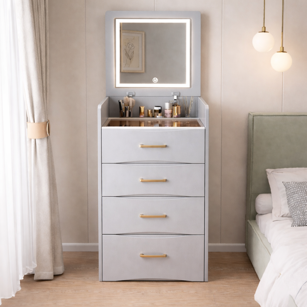 ✨ Prix Direct Usine – Coiffeuse de Luxe 2-en-1 avec Rangement Intelligent