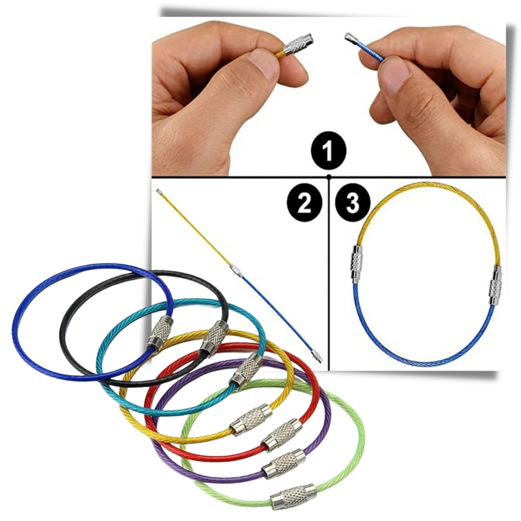Lot de porte-clés en fil métallique flexible