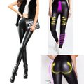 Pantalon en cuir artificiel à taille haute