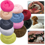 Lit en peluche en forme de donut pour animaux de compagnie