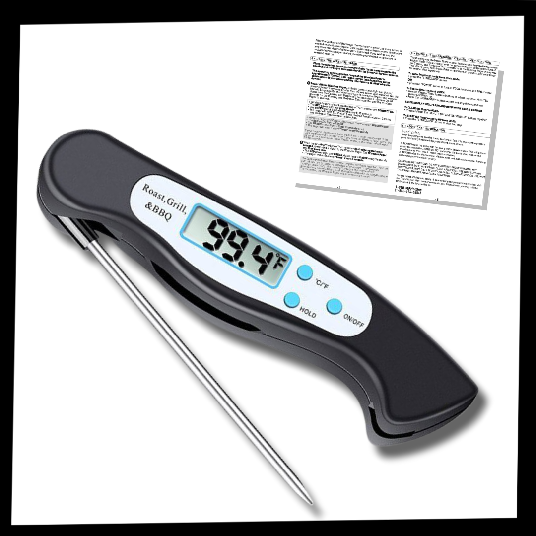 Thermomètre alimentaire numérique pliable à lecture instantanée