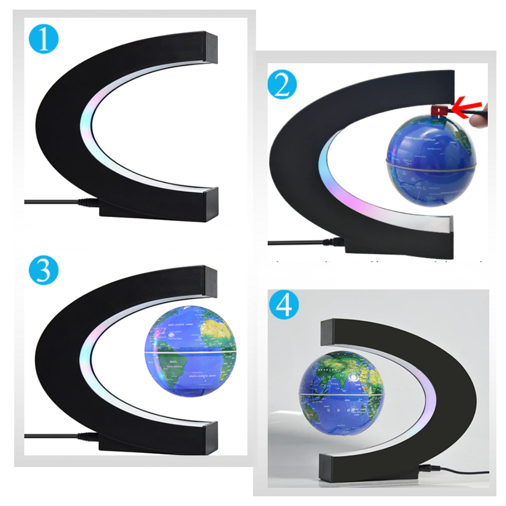 Globe magnétique à LED en lévitation