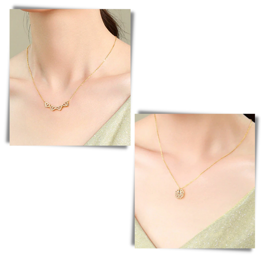 Collier en forme de cœur à quatre feuilles