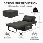 OTTO – Fauteuil Ottoman Convertible 4-en-1 Multifonctionnel