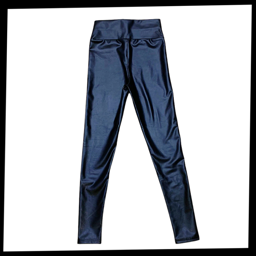Pantalon en cuir artificiel à taille haute